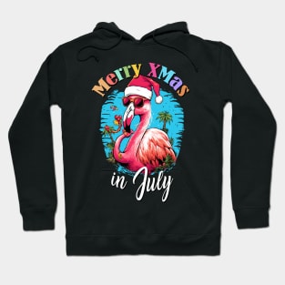 Flamingo's Festive Fun | 'Christmas in July' T-Shirt Hoodie